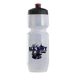 Water Bottle Clr BlkRed US Navy with Aircraft Carrier Planes Submarine 