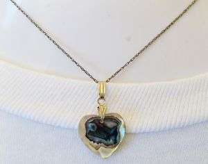 Vintage* AAJ*Abalone heart necklace 1/20 14k GF  