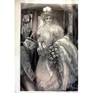  Debutante Alighting From Carriage Antique Print 1905