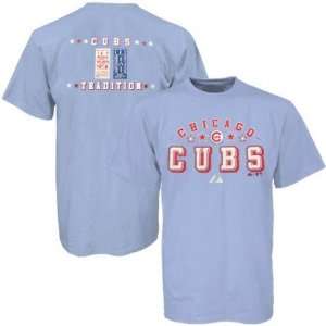   Mens Chicago Cubs Light Blue Ticket History T shirt: Sports & Outdoors