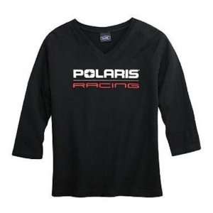  Polaris Womens V Neck Racing Tee Shirt. All Cotton. 3/4 