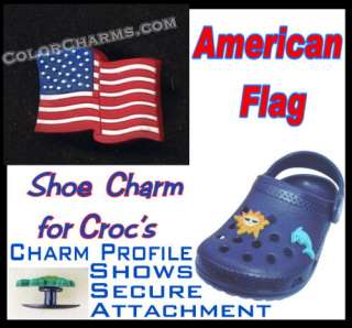 Shoe Doodles USA FLAG Charm f/a Clogs w/ Holes  