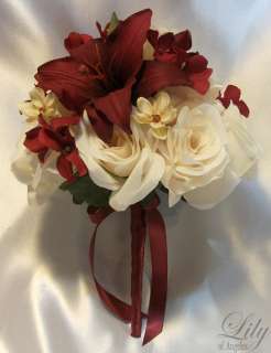 17pcs Wedding Bridal Bouquet Flowers Bride Bridesmaid Boutonniere 