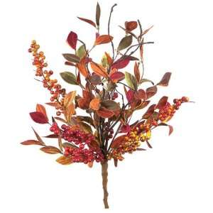 Pack of 6 Fall Harvest Artificial Red & Orange Leaf & Berry Bushes 20