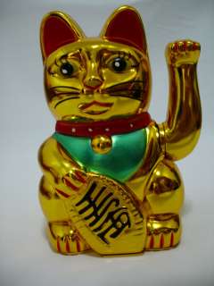Lucky GOLD Beckoning Waving Cat MANEKI NEKO 6  