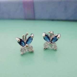925 Sterling Silver Sapphire Butterfly Stud Earrings  