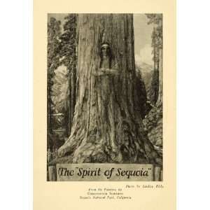 1928 Print Sequoia Seqouyah Native American Portrait Landscape Indian 