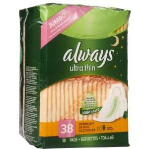 Always Pads, Ultra Thin, Flexi Wings, Overnight, 14 ct.