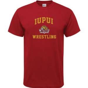  IUPUI Jaguars Cardinal Red Wrestling Arch T Shirt: Sports 