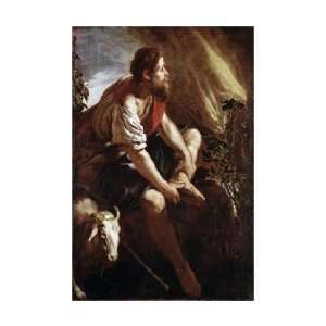 Moses Before a Burning Bush by Domenico Fetti. Size 14.37 inches width 