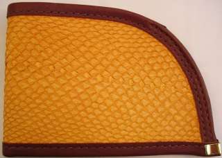 The Rogue Dark Brown and Light Brown Salmon Skin wallets have an