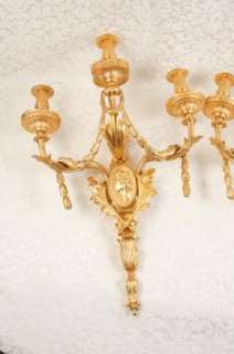 Pair Large French Regency Ormolu Sconces Wall Lights Appliques  