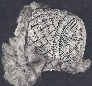 Vintage Antique Crochet PATTERN Baby Cap Hat Bonnet*W  