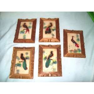  Vintage Collectable Handmade Mexican Bird Pictures Made of 