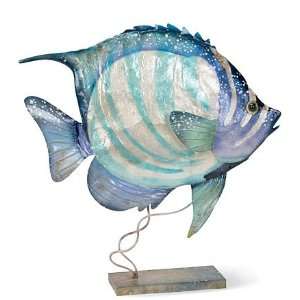  Angelfish Iron And Capiz Shell Sculpture