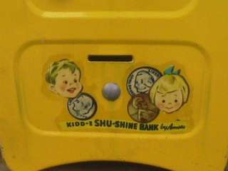vtg childs 1950s amsco shu shoe shine kit tin toy metal savings bank 