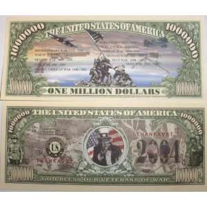  Set of 10 Bills Veterans of War Million Dollar Bill Toys & Games