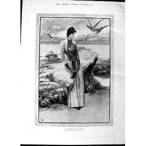   1890 Herbert Gandy Fine Art Beautiful Woman Birds Book: Home & Kitchen