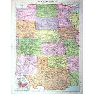 Antique Map America Plan Minneapolis St. Paul Kansas 