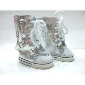  Silver & White CONVERSE SNEAKERS TENNIS SHOES w/Buckle 