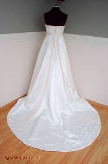 Alfred Angelo 1843 Ivory w/ Gold Satin Strapless A line Wedding Dress 