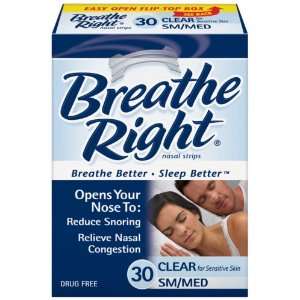  Breathe Right Clear Nasal Strips, Small/Medium, 30 Ea 