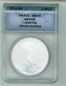 Mexico 2011 Mo 1 Onza Libertad .999 Silver ANACS Certified Perfect 
