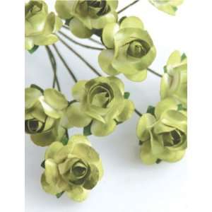  Mini Rose Bulk Paper Flowers .6875 (19mm) 144 Stems Olive 