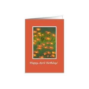 April Birthday Card, Red Daisies Card