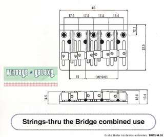 string Bass Bridge Top loading + String thru, schwarz  