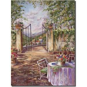 Open Gate by Ginger Cook   Tuscan Courtyard Ceramic Tile Mural 24 x 