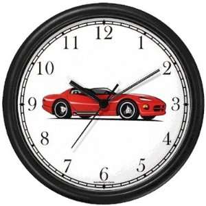 Classic Red Sports Car No.2 Wall Clock by WatchBuddy Timepieces (Black 