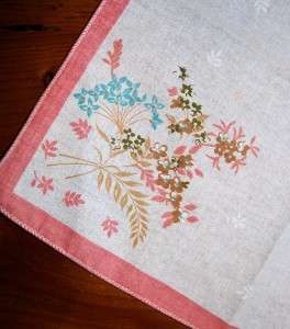   ORANGE Linen LOT   Gingham Curtains, Afghan, Kitchen Towels & Hankies