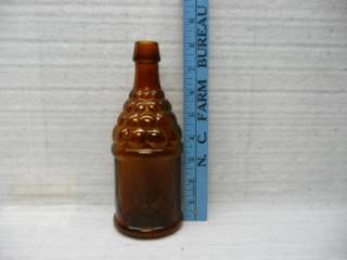 brown amber vintage rare grape bottle Wheaton Grapes & Drum Dark Glass 