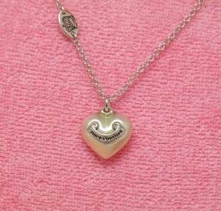 Auth Juicy Couture Silver Satin Heart Charm Necklace  