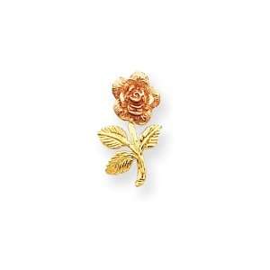  Mini Pink Rose Flower Pendant in 14k Yellow Gold: Jewelry