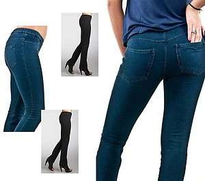 HUE Ladies Black Blue Flared Jeanz Leggings XS Small Medium Large XL 