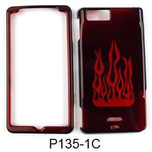 Motorola Droid X MB810 Transparent Red Flame Hard Case/Cover/Faceplate 