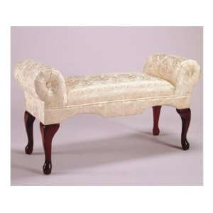  Arm Bench, Ivory Fabric w/ Cherry Wood Legs: Home 