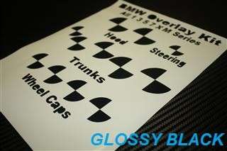 BMW Emblem Decal GLOSSY BLACK Vinyl Sticker Overlay Kit 3 5 7 X M 