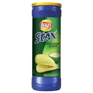 Lays Stax Sour Cream & Onion Flavored Crisp 5.5 Oz (Pack of 6 