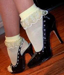   NYLONS LACE TOP STOCKINGS ANKLE ANKLETS SOCKS USED/WELL WORN  