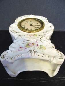 ANT. (1890) WATERBURY CLOCK Co. PORCELAIN CASE MANTEL CLOCK  