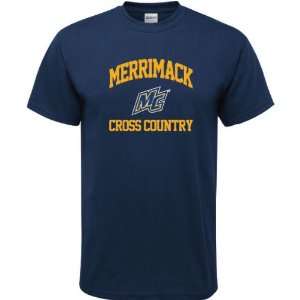  Merrimack Warriors Navy Cross Country Arch T Shirt: Sports 