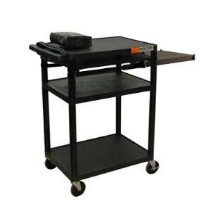  Luxor Plastic Audio Visual Cart With Pull Out Side Shelf 