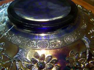 Vintage carnival glass Fenton Cherry Chain bowl cobalt blue  