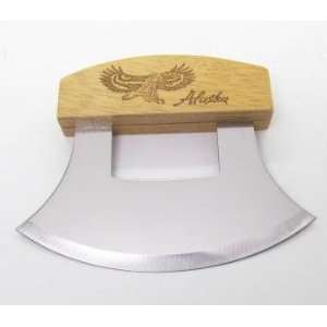  Inupiat Alaskan Cutlery Ulu Knife Honey Wood Etched Eagle 