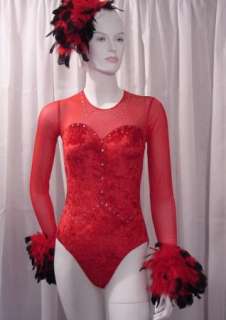 Rhinestone Showgirl PIQUANT Leotard CHRISTMAS Dance Costume Adult 