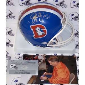  John Elway Hand Signed Broncos Mini Helmet: Sports 