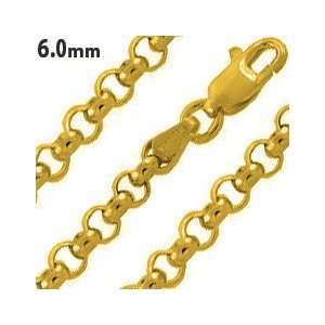  14K Gold Plated Silver 30 Rolo Chain Necklace 6mm 